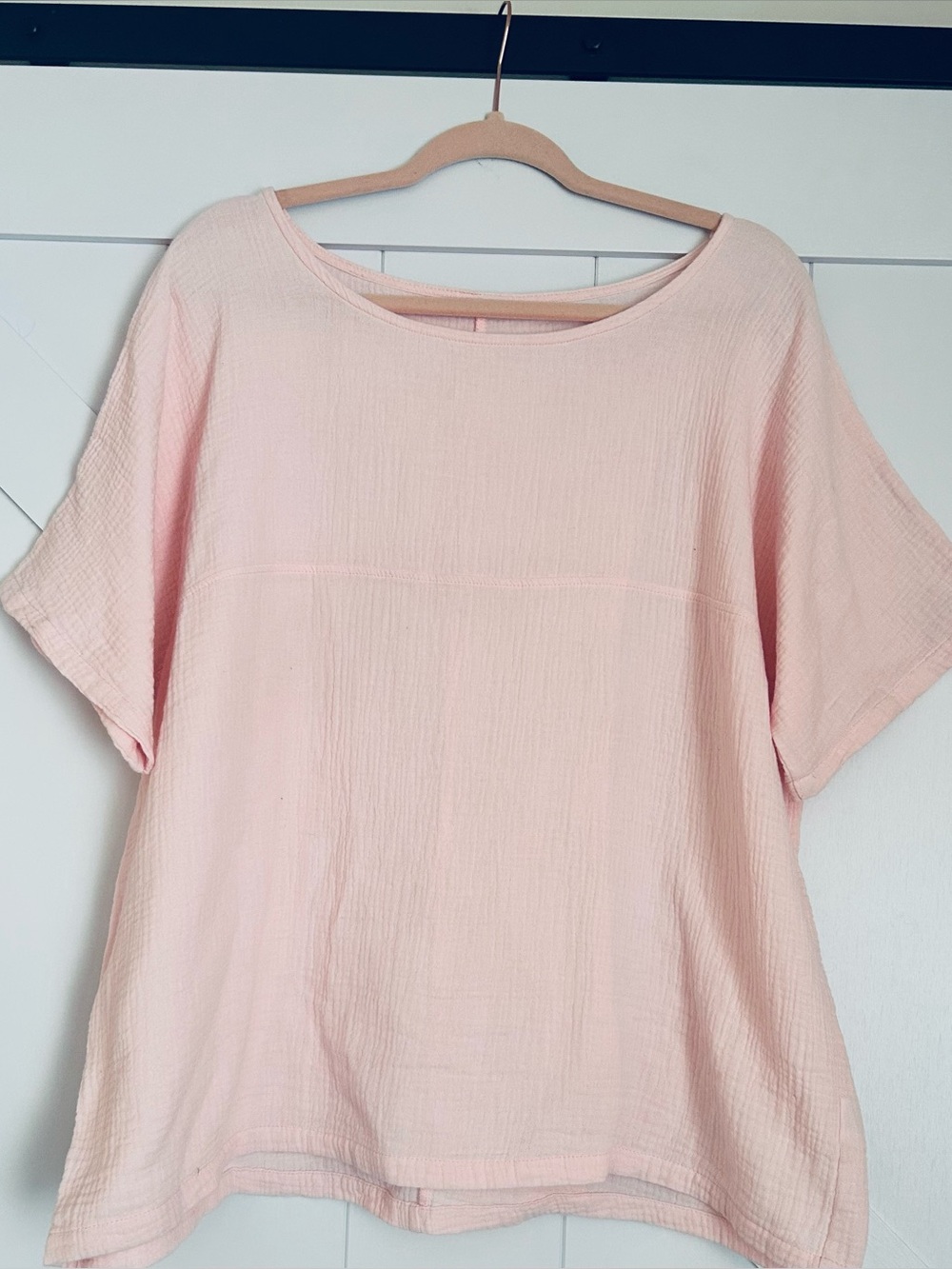 Blush Pink Linen-Blend Top – XL